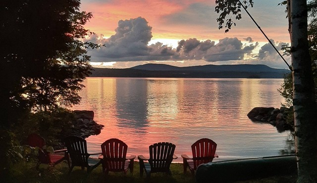 Amazing Adirondack Sunsets with Log Cabin Memories on Upper Chateaugay Lake