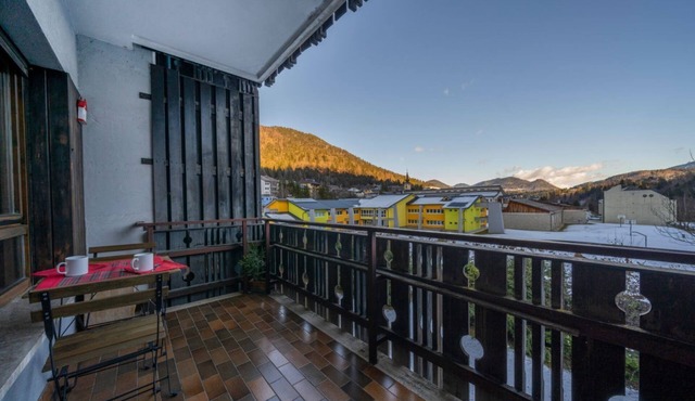 GuestHost - In Tarvisio, a cozy 35 sqm studio for 2 guests, located on the second floor of a residential building with an elevator (not suitable for disabled persons). Surrounded by greenery, the building offers an open view of the city center, the sport