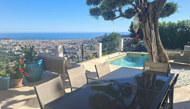 Villa Canteperdrix in Nice Panoramic sea view Quiet close to beaches and town